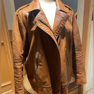 Danier Cognac Leather Moto Jacket